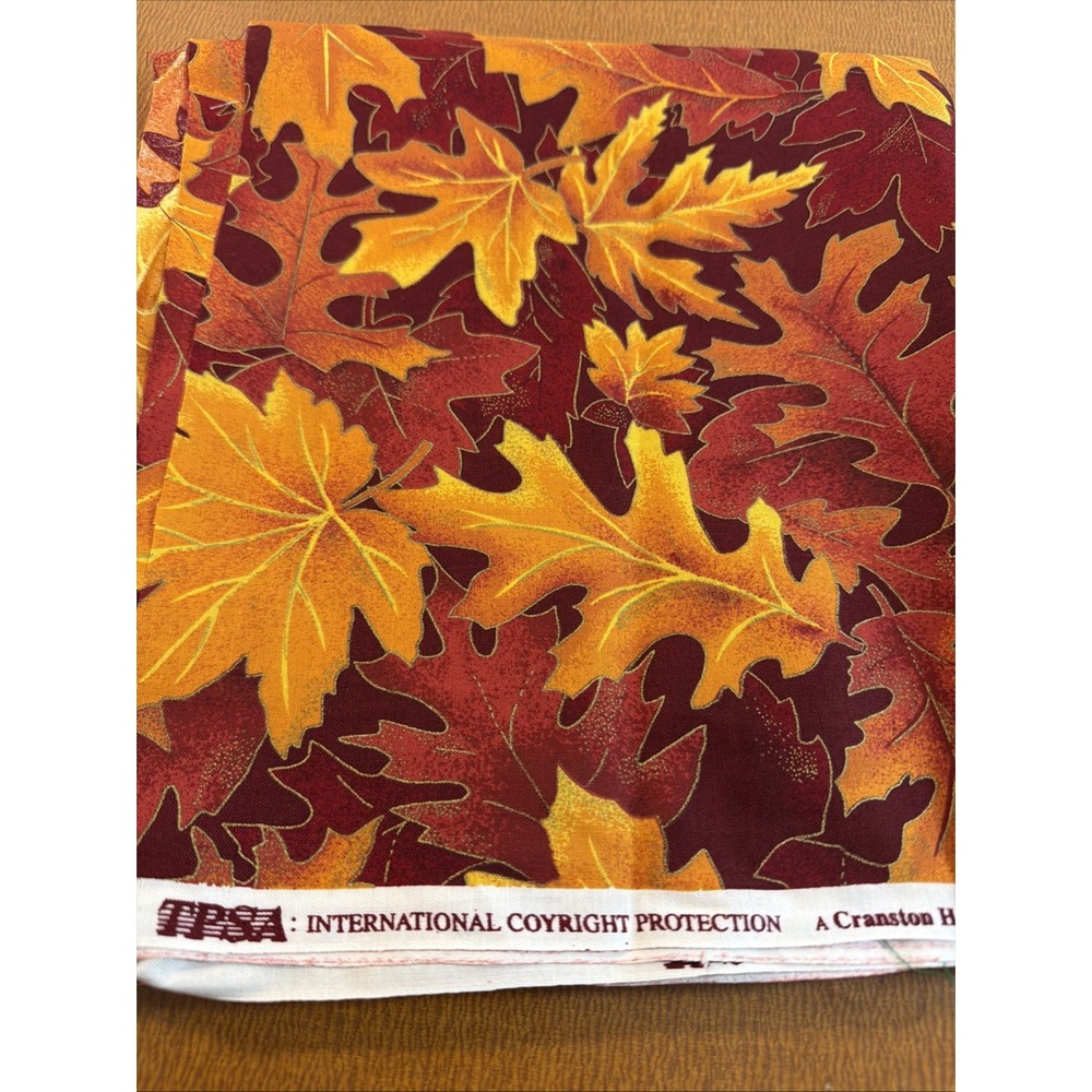 Cotton Fabric Cranston Home Fashions Fall Autumn Leaves Leaf 3/4 Yard